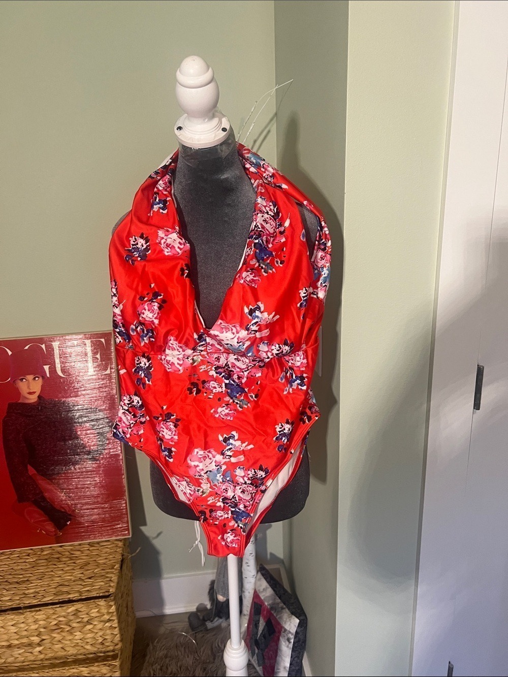 Amazon Red Floral One-Piece Swimsuit